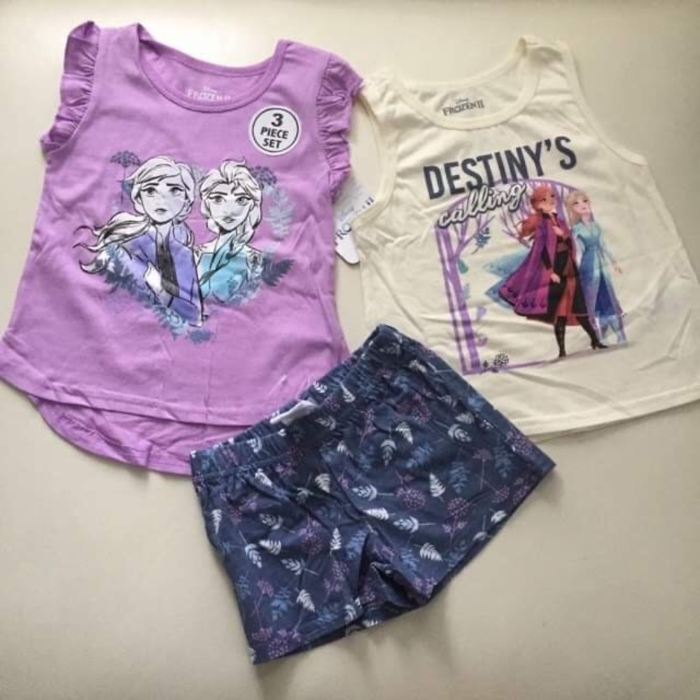 Disney Frozen Elsa Anna purple shorts set - Picture 2 of 8